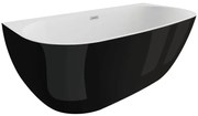Cada de baie freestanding Spatio Sari, acril, negru lucios, 160x80 cm