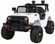 Masinuta Electrica cu acumulator pentru copii NOVOKIDS™ Dark Knight Jeep PRO, Max 30 kg, 3-8 ani , Cu melodii si lumini, 12V, 2 Viteze, Alb