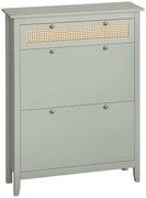 HOMCOM Dulap pentru pantofi în stil boem chic, cu aspect de răchită, verde apă | Aosom Romania