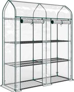Outsunny Seră mică cu 3 niveluri, 2 uși rulou, cadru din oțel, husă din plastic, 143x46x165 cm, transparent | Aosom Romania