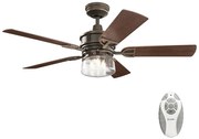 Ventilator de tavan LYNDON 3xE27/8W/230V IP23 Kichler KLF-LYNDON-52-OZ + telecomandă