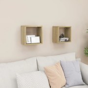 vidaXL Rafturi de perete cub 2 buc. stejar sonoma 26x15x26 cm
