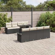 vidaXL Set de canapele pentru grădină cu pernă 9 pcs Negru Rattan poli