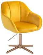 HR2055CROSS Scaun Galbenă din Catifea cu Bază Aurie