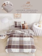 Set Lenjerie De Pat 1 Persoana, 4 piese, cu ELASTIC - carouri