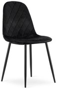 Scaun din catifea neagra cu picioare negre, Asti