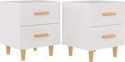 vidaXL Noptieră, 2 buc., alb, 40x35x47,5 cm