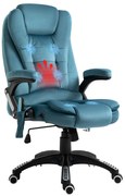 Vinsetto Fotoliu de birou cu funcție de masaj și încălzire, scaun de birou, scaun ergonomic cu înălțime reglabilă, spătar inclinabil și telecomandă cu fir, pivotant la 360° material din poliester bleu | Aosom Romania