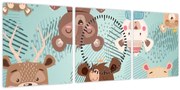 Tablou - Ursuleții veseli (cu ceas) (90x30 cm)