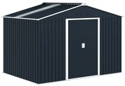 Outsunny Șopron pentru Unelte cu Acoperiș Înclinat și Uși Glisante Duble, 277x195x192 cm, Gri Închis | Aosom Romania