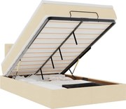 vidaXL Cadru de pat otoman cu saltea crem 120x190cm stofa