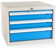 Dulap pentru masa atelier Solid, 3 sertare, albastru - ral 5012