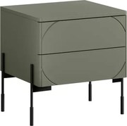 Noptieră cu sertare Sonatia 45 cm 2 sertare cu picioare metalice - verde măsliniu