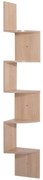 HOMCOM Raft de colț de perete pentru depozitare formă zigzag 20L x 20l x 126H cm 5 niveluri stejar deschis | Aosom Romania