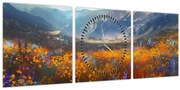 Tablou - Peisaj montan pictat II. (cu ceas) (90x30 cm)