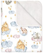 Paturica groasa din flanel cu doua fete 100x78 cm Kidizi Wonderland, bumbac fata-verso