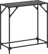vidaXL Măsuță de cafea, blat din sticlă negră, 80x35x81 cm, oțel