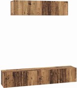 vidaXL Set comodă TV Pe perete 4 pcs Lemn Vechi Lemn compozit
