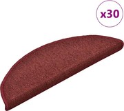 vidaXL Covorașe scări, 30 buc., 56x17x3 cm, semirotunde, bordeaux
