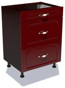 Corp inferior 60 cu 3 sertare metalice pentru greutate Zebra MDF tulip rosu