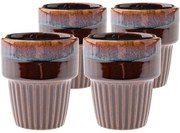 Set de 4 căni ceramice Rustik 100 ml, maro închis