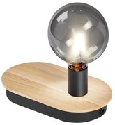 Lampă LED tactilă de masă cu conector USB Ledvance DECOR WOOD 1xE27/8W/230V