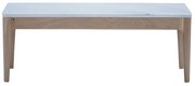 Masuta de cafea, natur, din lemn de stejar si marmura, 90 cm,aspect rustic, Ernest