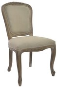 Scaun de dining shabby chic din lemn de cauciuc și in, „Valbonne”