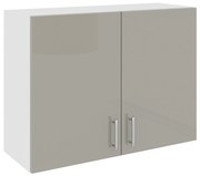 Corp Superior Karo, 2 Usi, Gri Lucios/Alb, MDF, 80 x 30 x 60 cm