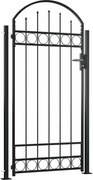 vidaXL Poartă de gard Assen cu vârf arcuit și 2 stâlpi 105x170 cm, negru