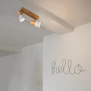 Plafonieră cu spoturi din lemn și alb, ajustabilă, cu 2 lumini - Thorin