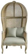 Fotoliu clasic francez, stil Louis XV–XVI, din lemn masiv și trestie naturală, 87x73x163 cm, Aveline