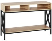 HOMCOM Masă de Console Masă de Intrare Industrială cu Multi-depozitare 120 x 23,5 x 75 cm Lemn Chêne | Aosom Romania