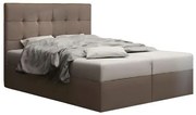 Pat matrimonial Boxspring 140 cm Duel 2 (maro) ( cu saltea și sp. depozitare). 1046445