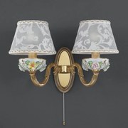 Aplica de perete din alama si portelan 2 brate design italian