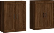 vidaXL Dulapuri montate pe perete 2 buc. stejar maro, lemn prelucrat
