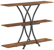HOMCOM Masă Consolă Masă pentru Canapea cu 2 Polițe Deschise și Cadru Metalic în X Stil Industrial Maro Rustic | Aosom Romania
