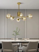 Lustra model N6802-6 – 6 x E27, abajururi elegante, finisaj auriu