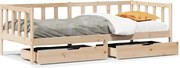 vidaXL Pat de zi cu sertare, 90x200 cm, lemn masiv pin