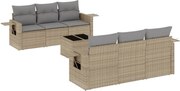 vidaXL Set canapele de grădină, 7 piese, cu perne, bej, poliratan