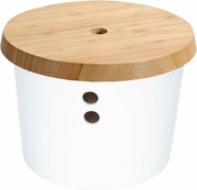 Kesper 32622 Cutie de depozitare dinplastic/bambus, albă, diametru 21 cm