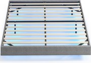HOMCOM Somier 160x200 cm cu Lumini LED Structură de Pat Tapițerie tip in Lamele din Lemn Ușor de Montat Gri | Aosom Romania