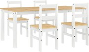 vidaXL Set de sufragerie din 5 piese Panama din lemn masiv de pin alb