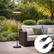 Lampă de podea pentru exterior neagră reîncărcabilă cu 3 trepte de reglare a luminozității - Keira