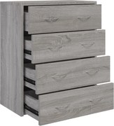 vidaXL Servantă cu 4 sertare, gri sonoma, 60x30,5x71 cm