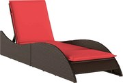 vidaXL Șezlong cu pernă, maro, 60x205x73 cm, poliratan