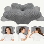 Perna cervicala ortopedica memory foam cu strat reglabil 2 cm, husa Tencel, Gri