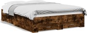 vidaXL Cadru pat cu sertare stejar fumuriu 120x200 cm lemn prelucrat