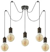 Lustra cu 5 pendule design industrial Fidel auriu antic