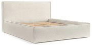 Pat matrimonial crem tapițat cu spațiu de depozitare cu somieră 200x200 cm Lounge L – Maison de Rêve